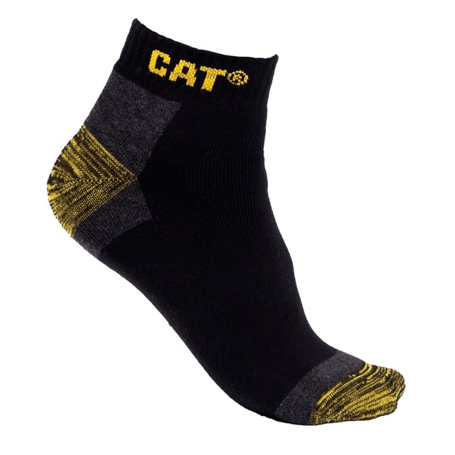 Caterpillar Premium Sneakers Cotton Unisex Adults Black Work Socks PREMIUM CAT work sneakers with double re-enforced toe and heel. High comfort top and perfect fit, fully padded for max. comfort and moisture control