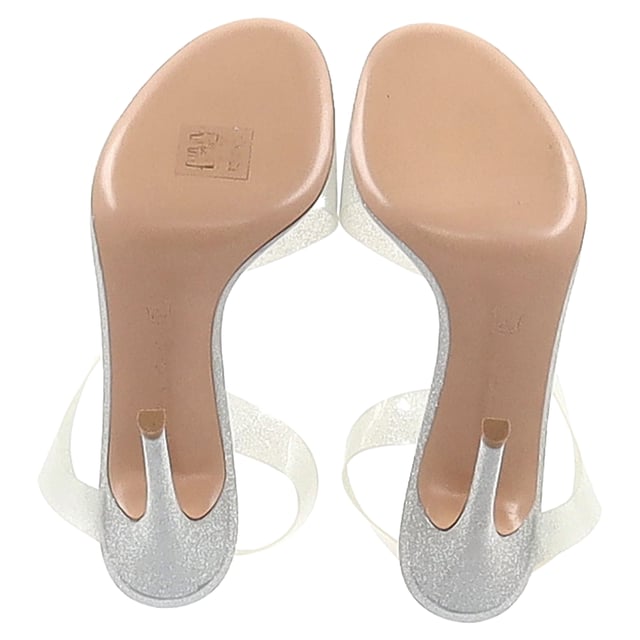 VINTAGE, RRP AS NEW
The Gianvito Rossi Metropolis Sandal Heels in Silver Polyurethane radiate contemporary elegance, featuring clear straps and a reflective silver stiletto for a barely-there, high-shine effect. Designed to elongate the leg and elevate any outfit, these sandals blend modern materials with timeless glamour. Style tip: Style them with a minimalist gown or a sharp tailored set to let the heels take center stage with their sleek, architectural appeal.

 Gianvito Rossi Metropolis Sandal Heels in Silver Polyurethane

Condition: Excellent
Signs of wear: No visible sign of wear. No Mark at insole.,  Very light mark at soles.
Packaging: None
Color: Silver
Material: Polyurethane
Size: IT | 37
Measurements: Heel height: 110; Insole length: 240
SKU: NAPPUGBSH483142W