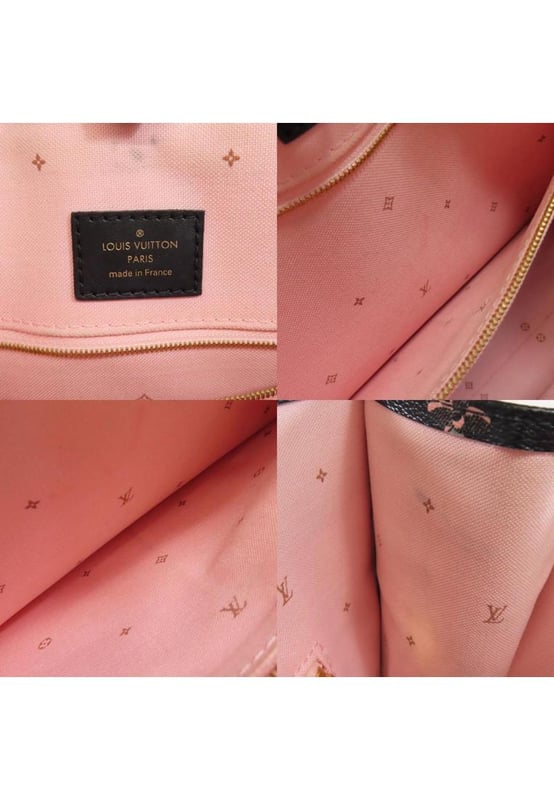 Brand: Louis Vuitton
Model: On The Go
Color: Black
Material: Canvas
Inclusions: 
Dimensions: W 37 cm x H 25 cm x D 14 cm
Serial number: None
Country of origin: France
Condition: AB - good condition.
Outside condition : Slight loss of shape Slight scratches
Inside condition :  Slight stains
Handle condition : Good
Corner condition :  Slight rubbed
Metal fittings condition : GoodBrand: Louis VuittonType: handbagMain Material: Canvas