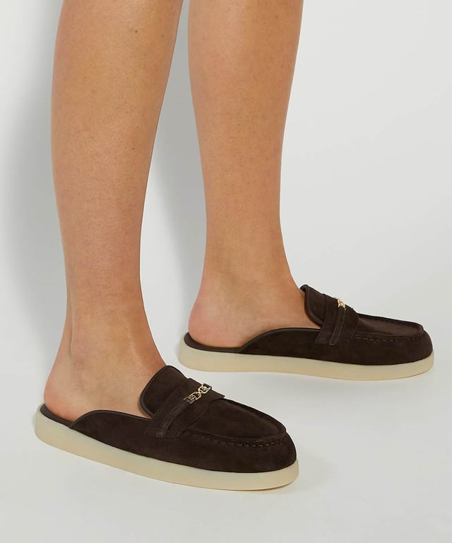 Dune Ladies Gracious Suede Backless Snaffle Trim Casual Loafers