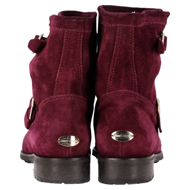 VINTAGE, RRP AS NEW
The Jimmy Choo Double-Buckle Detail Ankle Boots in Burgundy Suede exude sophistication and edge, featuring rich burgundy suede and bold double-buckle accents for a striking, contemporary look. The sleek silhouette and sturdy heel offer both comfort and style, making them perfect for adding a touch of luxury to your everyday wardrobe. The deep burgundy hue pairs beautifully with both neutrals and vibrant colors, making them a versatile addition to any outfit. Style them with a midi skirt or tailored trousers to create a chic, fashion-forward ensemble that commands attention.

 Jimmy Choo Double-Buckle Detail Ankle Boots in Burgundy Suede

Condition: Very good
Signs of wear: Include Box., Minor markings, Lightly used but very well maintained. Minor mark at soles & creasing, light scuffing at the soles and heels.
Packaging: Box
Color: Red | burgundy
Material: Suede | suede
Size: IT | 39
Measurements: Heel height: 30; Insole length: 270
SKU: NAPPUGBSH462758W