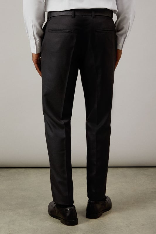 Slim fit design with a modern, tailored silhouette
        Textured fabric with added stretch for comfort and movement
        Clean front crease for a sharp, professional appearance
        Side pockets for practicality without compromising style
        Belt loops for versatile styling options
    
    These textured stretch trousers from Burton offer the perfect balance of comfort and sophistication. The slim fit design creates a contemporary silhouette that flatters without feeling restrictive, whilst the added stretch element ensures ease of movement throughout your day. Pair with a crisp white shirt and polished leather shoes for important meetings or client presentations. For smart casual occasions, try with a lightweight knit and Chelsea boots. The versatile charcoal tone makes these trousers an essential wardrobe staple that transitions seamlessly from office to evening drinks. Ideal for the man who values classic style with modern functionality - these trousers will quickly become your go-to for any occasion where you need to look the part without sacrificing comfort.