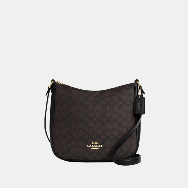 Ellie File Bag in Signature Canvas, Adjustable strap with 53cm drop for shoulder or crossbody wear, Inside multifunction pocket, Outside zip pocket,  Length: 26.00 cm,  Width: 7.00 cm,  Height: 24.00 cm
