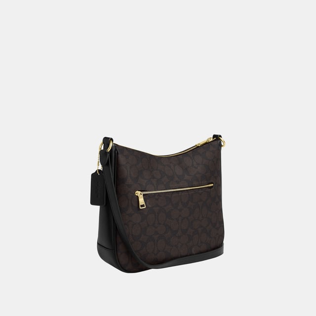 Ellie File Bag in Signature Canvas, Adjustable strap with 53cm drop for shoulder or crossbody wear, Inside multifunction pocket, Outside zip pocket,  Length: 26.00 cm,  Width: 7.00 cm,  Height: 24.00 cm