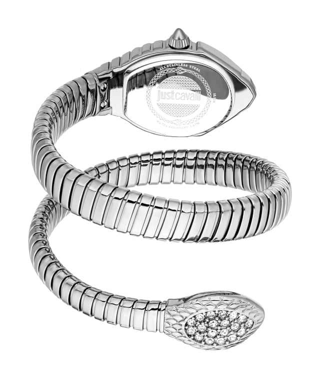 A design that embodies strength, mystery, and timeless allure. Crafted in sleek silver-tone steel, this Snake watch stands out with its bold hexagonal case, inspired by the geometric patterns of the animal kingdom, enhanced with faceted details and shimmering crystal accents. The textured snakeskin-effect dial seamlessly blends with the wrap-around bracelet, which coils around the wrist in a mesmerizing, fluid motion. Every element, from the sharp lines to the radiant finishes, is designed for those who dare to express their personality through iconic and unconventional accessories.