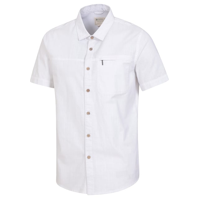 100% Cotton. Fabric: Slub. Lining: Mesh. Design: Textured. Pockets: 1 Chest Pocket, Zip. Fastening: Button-Down. Neckline: Collared. Sleeve-Type: Short-Sleeved. Fabric Technology: Breathable, Lightweight. Fit: Regular. XS: 35 in. S: 37 in. M: 40 in. L: 43 in. XL: 46 in. XXL: 49 in. 3XL: 53 in. 4XL: 56 in.