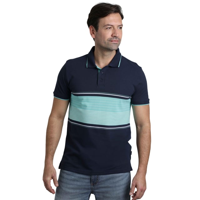 100% Organic Cotton. Fabric: Organic Cotton. Design: Striped, Woven. Neckline: Ribbed, Turn Down Collar. Cuff: Ribbed. Sleeve-Type: Short-Sleeved. 2 Button Placket, Branded Taping, Side Split Hem. S: 37 in. M: 40 in. L: 43 in. XL: 46 in. XXL: 49 in. 3XL: 52 in. 4XL: 55 in. 5XL: 58 in.