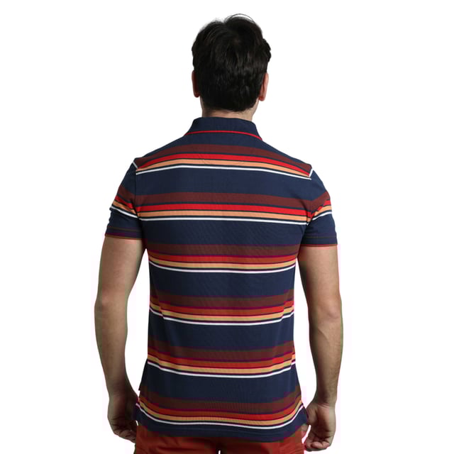 100% Organic Cotton. Fabric: Pique. Design: Contrast Striped, Woven Effect. Fastening: Button-Down. Cuff: Ribbed. Neckline: Ribbed Collar, Turn Down Collar. Sleeve-Type: Short-Sleeved. Hem: Split. 3 Button Placket, Branded Tape. S: 37 in. M: 40 in. L: 43 in. XL: 46 in. XXL: 49 in. 3XL: 52 in. 4XL: 55 in. 5XL: 58 in.