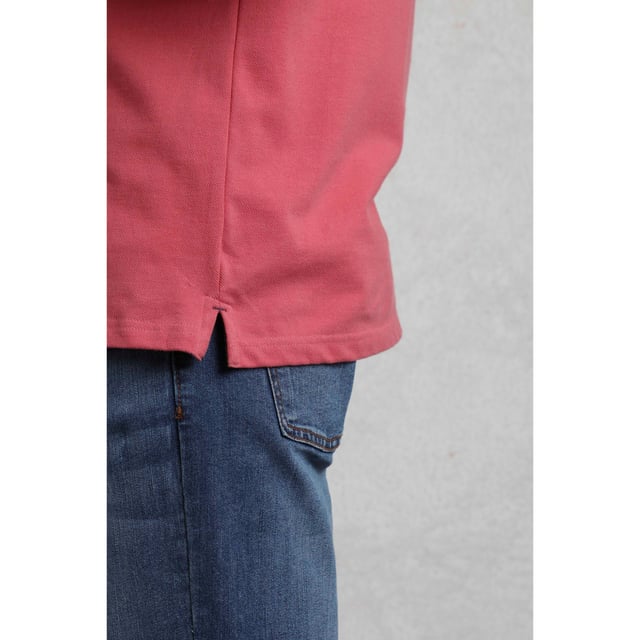100% Organic Cotton. Fabric: Pique. Design: Embroidered, Logo, Plain. Fastening: Button, Pull Over. Sleeve-Type: Short-Sleeved. Neckline: Turn Down Collar. 2 Button Placket, Contrast Button Placket. S: 37 in. M: 40 in. L: 43 in. XL: 46 in. XXL: 49 in. 3XL: 52 in. 4XL: 55 in. 5XL: 58 in.