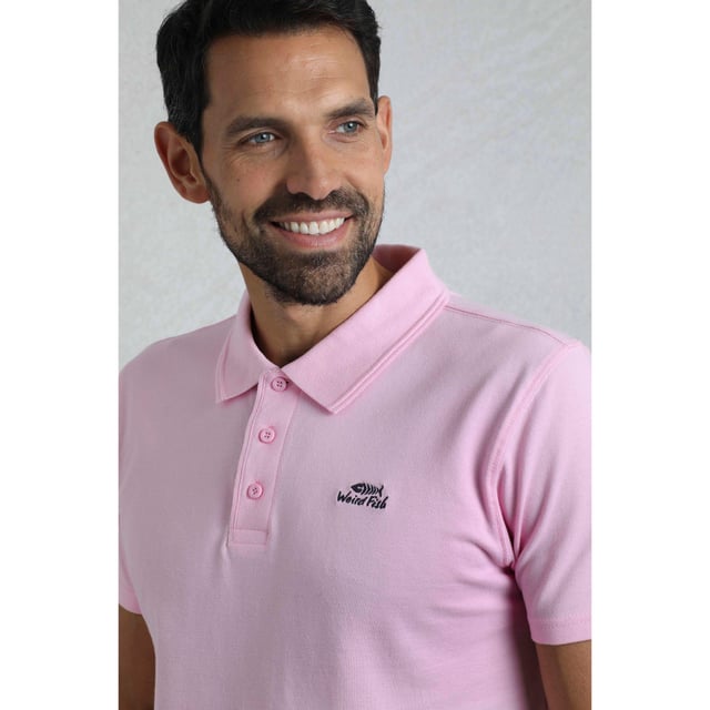 100% Organic Cotton. Fabric: Pique. Design: Embroidered, Logo, Plain. Fastening: Button, Pull Over. Sleeve-Type: Short-Sleeved. Neckline: Turn Down Collar. 2 Button Placket, Contrast Button Placket. S: 37 in. M: 40 in. L: 43 in. XL: 46 in. XXL: 49 in. 3XL: 52 in. 4XL: 55 in. 5XL: 58 in.