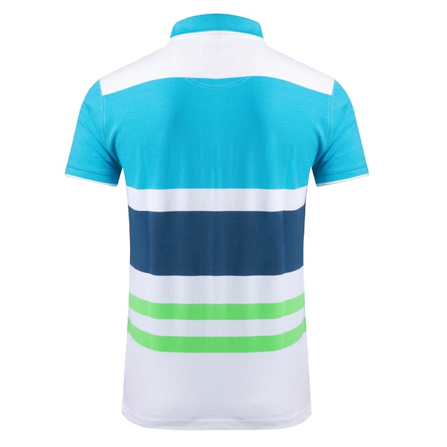 100% Organic Cotton. Fabric: Pique. Design: Contrast Striped, Woven Effect. Fastening: Button-Down. Cuff: Ribbed. Neckline: Ribbed Collar, Turn Down Collar. Sleeve-Type: Short-Sleeved. Hem: Split. 3 Button Placket, Branded Tape. S: 37 in. M: 40 in. L: 43 in. XL: 46 in. XXL: 49 in. 3XL: 52 in. 4XL: 55 in. 5XL: 58 in.