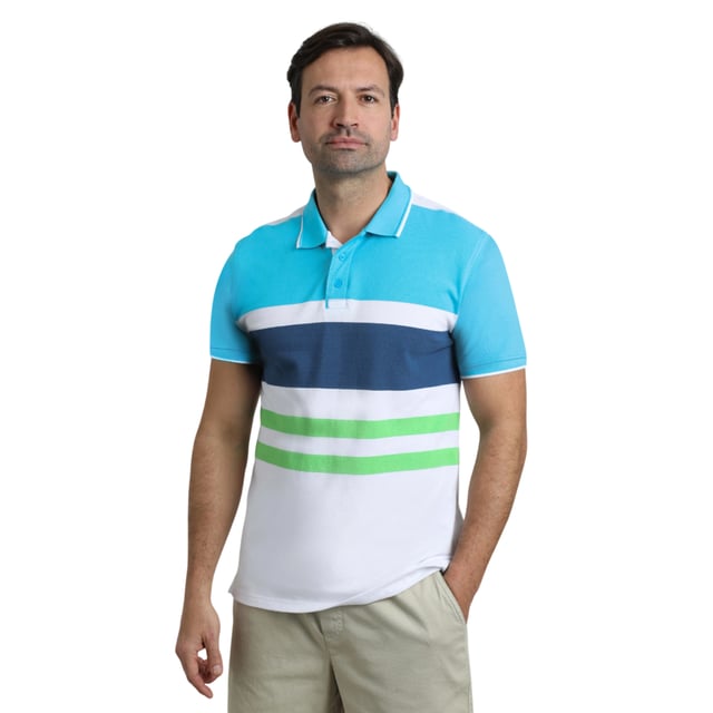 100% Organic Cotton. Fabric: Pique. Design: Contrast Striped, Woven Effect. Fastening: Button-Down. Cuff: Ribbed. Neckline: Ribbed Collar, Turn Down Collar. Sleeve-Type: Short-Sleeved. Hem: Split. 3 Button Placket, Branded Tape. S: 37 in. M: 40 in. L: 43 in. XL: 46 in. XXL: 49 in. 3XL: 52 in. 4XL: 55 in. 5XL: 58 in.
