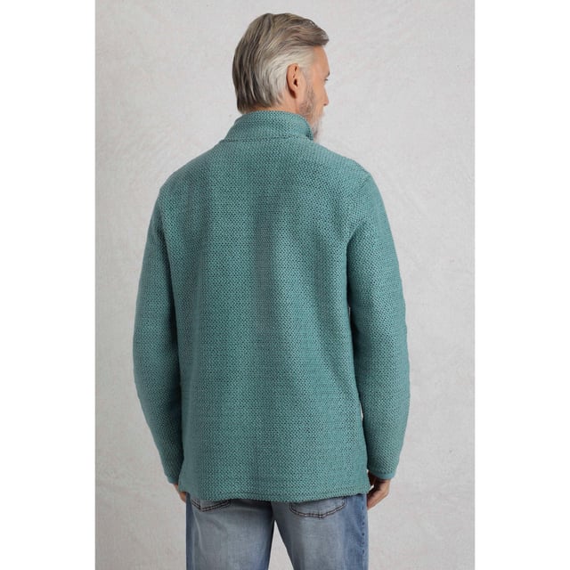 86% Organic Cotton, 14% Recycled Polyester. Fabric: Macaroni. Design: Embroidered, Logo. Branded Zip Pull. Sleeve-Type: Long-Sleeved. Neckline: Standing Collar. Fastening: 1/4, Metal Zip, Tie Neck. Sustainability: Eco Friendly. S: 37 in. M: 40 in. L: 43 in. XL: 46 in. XXL: 49 in. 3XL: 52 in. 4XL: 55 in. 5XL: 58 in.