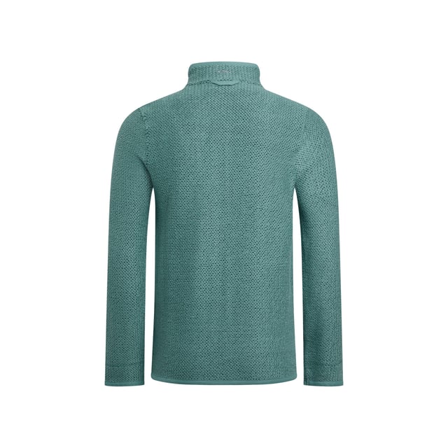 86% Organic Cotton, 14% Recycled Polyester. Fabric: Macaroni. Design: Logo. Hanging Loop. Neckline: High-Neck, Waffle Lined. Sleeve-Type: Long-Sleeved. Pockets: 2 Side Pockets, 1 Chest Pocket, Zip, Waffle Lined. Fastening: Full Zip. Sustainability: Eco Friendly, Made from Recycled Materials. S: 37 in. M: 40 in. L: 43 in. XL: 46 in. XXL: 49 in. 3XL: 52 in. 4XL: 55 in. 5XL: 58 in.