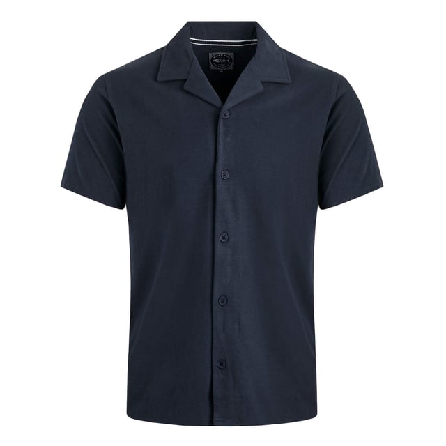 100% Organic Cotton. Fabric: Jersey, Soft Touch. Design: Plain. Fastening: Button-Down. Neckline: Cuban Collar, Taped. Sleeve-Type: Short-Sleeved. Branded Buttons. S: 37 in. M: 40 in. L: 43 in. XL: 46 in. XXL: 49 in. 3XL: 52 in. 4XL: 55 in. 5XL: 58 in.