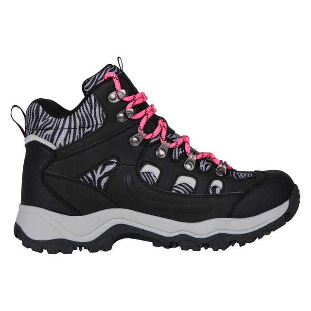 Upper: Faux Suede, Synthetic. Lining: Mesh. Insole: Moulded EVA, Textile. Outsole: TPR. 6 Eyelets. Breathable, IsoDry Membrane, Pull Tab, Toe Bumper. Block Heel. Design: Leopard Print, Logo. Toe Style: Round. Breathable, Waterproof. Fastening: Lace Up.