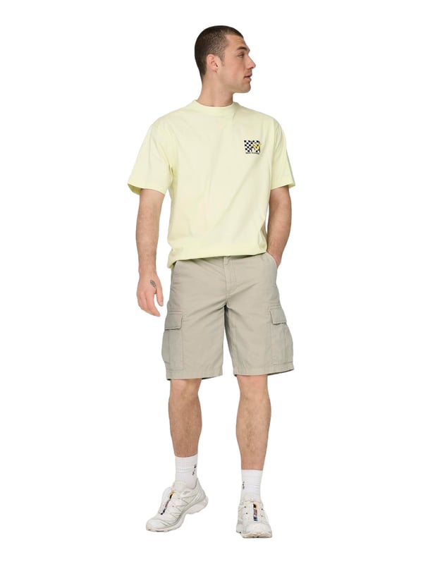 Die Cargoshorts von Only & Sons sind ein absolutes Must-have für den Sommer. Mit ihrem klassischen Regular Fit und der knielangen Passform vereinen sie lässigen Stil mit funktionalem Design. Zwei seitliche Eingrifftaschen, zwei Cargotaschen und zwei Gesäßtaschen bieten jede Menge Platz für alles Wichtige – ob beim Stadtbummel oder Outdoor-Abenteuer. Der Verschluss aus Knopf und Reißverschluss wird durch einen praktischen Kordelzug in der Taille ergänzt, während die Gürtelschlaufen für zusätzliche Flexibilität sorgen. Gefertigt aus hochwertigen Materialien, bieten diese Shorts ein angenehmes Tragegefühl und hohe Langlebigkeit. Für Männer, die Komfort und Stil schätzen.