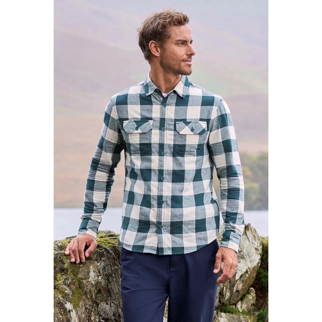 100% Cotton. Fabric: Flannel. Design: Checked. Pockets: 2 Chest Pockets, Flap Closure, Buttoned. Fastening: Button. Cuff: Buttoned. Sleeve-Type: Long-Sleeved. Neckline: Turn Down Collar. Fabric Technology: Breathable, Lightweight. 7 Button Placket. XXS: 33 in. XS: 35 in. S: 37 in. M: 40 in. L: 43 in. XL: 46 in. XXL: 49 in. 3XL: 53 in. 4XL: 56 in.