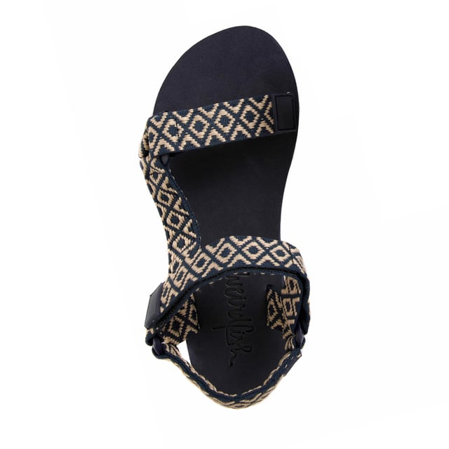 Upper: Cotton, EVA (Ethyl Vinyl Acetate), PVC. Lining: Synthetic. Outsole: Synthetic, Textured. Flat. Design: Aztec, Logo. Toe Style: Open. Fastening: Adjustable Strap, Touch Fastening.