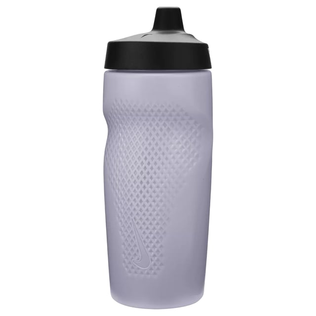 Nike Refuel Water Bottle (Grey/White) 76% Polyethylene, 23% Polypropylene, 1% Silicone. Material: Plastic. BPA Free, Durable, Lightweight. Height: 19.5cm. Grip, Screw Top Lid, Spout Cap, Squeezable, Streamlined Shape. Design: Plain, Swoosh. Capacity: 532ml. Please Note: Wash Before First Use.