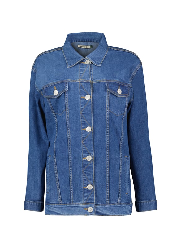 Description\nWe’ve updated the classic indigo jean jacket to offer a longer, rear-skimming silhouette. This shape works well over printed dresses as well as offering coverage over leggings or jeans. Crafted from soft organic cotton, we've added just the right amount of stretch to make sure it offers everyday comfort. With contrast stitching and the perfect mid-blend wash, prepare to wear this wardrobe classic on repeat. \n“I’ll be wearing this over most of my looks”, Baukjen  \n\nMade in Europe\nCrafted in organic stretch cotton \nWardrobe classic \nLonger line \n\n\nSustainable Attributes:\n\n \n Natural fibres \n \n Organic \n \n Ethically made \n\n Vegan \n \n Low Carbon \n\nDetails\n Model is 5'10 (177cm) and is wearing a UK 10\n99% Organic Cotton, 1% Elastane\nDelicate Machine Wash - 40°\nProduct code: JK40120-WSD \nBack shoulder at neck to hem - 70cm (27 1/2)\nSleeve length - 55cm (21 5/8)