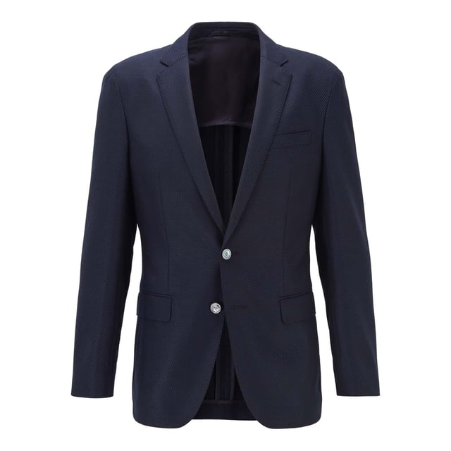 Men's Boss Hartlay Blazer Jacket. The Boss blazer jacket, part of the formal collection, is crafted for a sophisticated appearance. Featuring a notch lapel collar and a button closure, it exudes elegance. The jacket is designed in a slim fit, adorned with a classic plaid pattern and includes practical pockets.- Single breasted blazer.- Slim Fit.- Notch lapel.- Partly lined.- Welt pocket by the left chest.- Flap pockets at waist.- Buttoned cuffs. Material: 100% Wool. Ref: 50429384473.