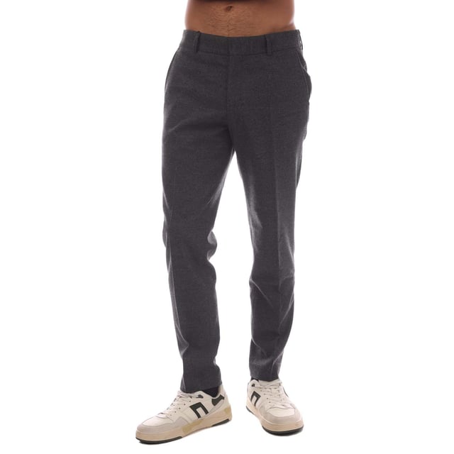 Mens BOSS P-Genius Trousers in grey.- Button and zip closure.- Side pockets.- Two jetted pockets on the rear.- Small BOSS woven label at the rear delivers discreet brand recognition and a sleek finish.- Slim fit.- Main material: 39% Wool  33% Polyester  14% Viscose  13% Polyamide  1% Elastane- Ref: 50503253-021