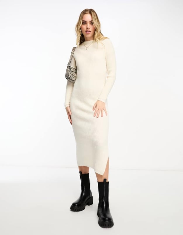 Dresses by Miss Selfridge Low effort, high reward High neck Long sleeves Side split Slim fitSold By: Asos