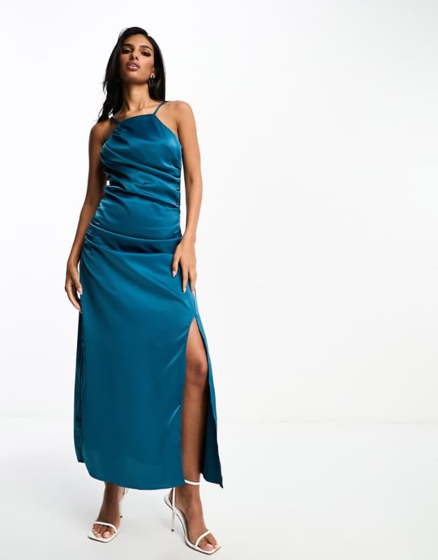 Dresses by Y.A.S Best dressed: secured Square neck Adjustable straps Ruched detail Side split Regular fitSold By: Asos