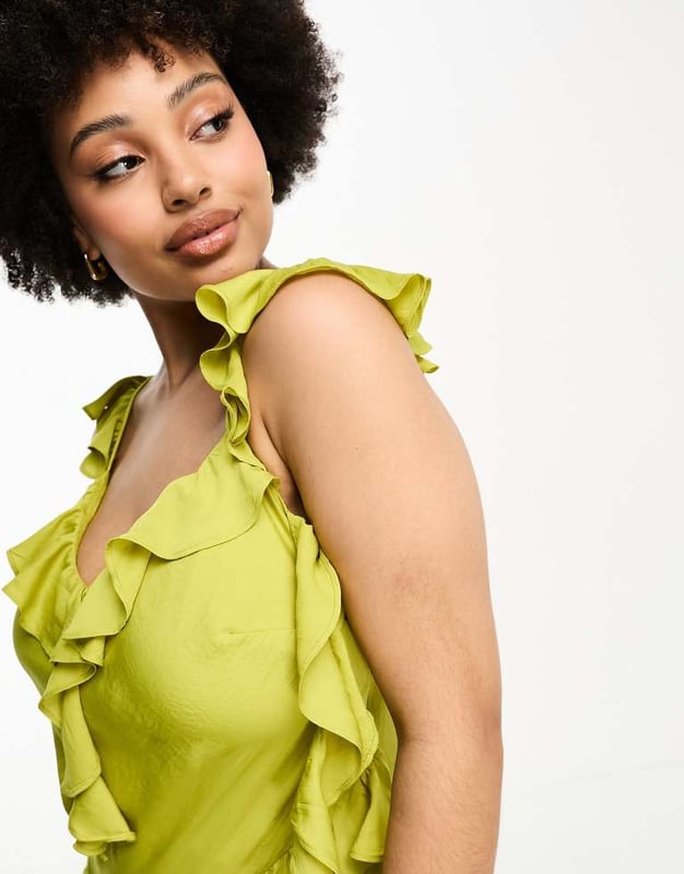 green emerald velvet dress Rent ASOS DESIGN High Neck Pleated Chevron Dobby Midi Dress With Puff  Sleeve In Forest Green