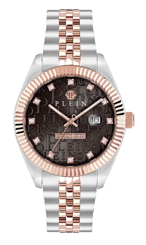 This Philipp Plein Date Superlative Analogue Watch for Men is the perfect timepiece to wear or to gift. It's Multicolour 41 mm Round case combined with the comfortable Multicolour Stainless steel watch band will ensure you enjoy this stunning timepiece without any compromise. Operated by a high quality Quartz movement and water resistant to 5 bars, your watch will keep ticking. Philipp Plein slays the SS25 season with the iconic Date Superlative, now transformed into a statement-making pair watch. This Analogue watch has a calendar function: Date as well as Luminous Hands High quality 21 cm length and 20 mm width Multicolour Stainless steel strap with a Deployment clasp Case diameter: 41 mm,case thickness: 9.7 mm, case colour: Multicolour and dial colour: Brown
