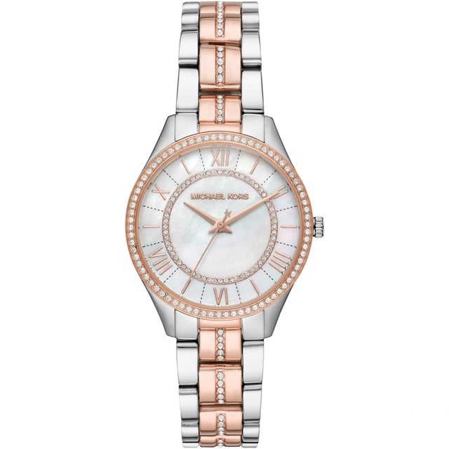 This Michael Kors Lauryn Analogue Watch for Women is the perfect timepiece to wear or to gift. It's Multicolour 33 mm Round case combined with the comfortable Multicolour Stainless steel watch band will ensure you enjoy this stunning timepiece without any compromise. Operated by a high quality Quartz movement and water resistant to 5 bars, your watch will keep ticking.