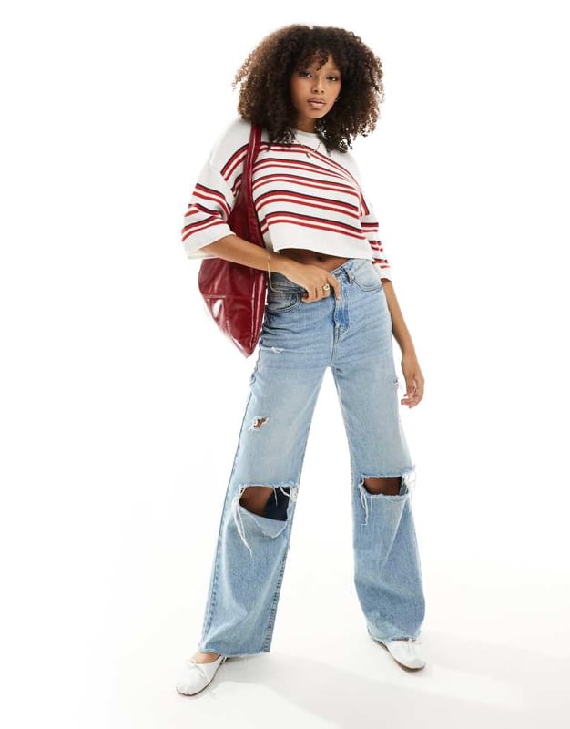 Jumpers & Cardigans by ASOS DESIGN May cause compliments Stripe design Crew neck Short sleeves Cropped length Regular fitSold By: Asos