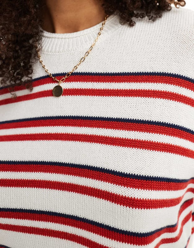 Jumpers & Cardigans by ASOS DESIGN May cause compliments Stripe design Crew neck Short sleeves Cropped length Regular fitSold By: Asos