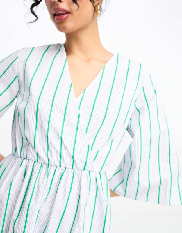 Dresses by Y.A.S Daytime chic Stripe design Wrap front Three-quarter-length sleeves Regular fitSold By: Asos