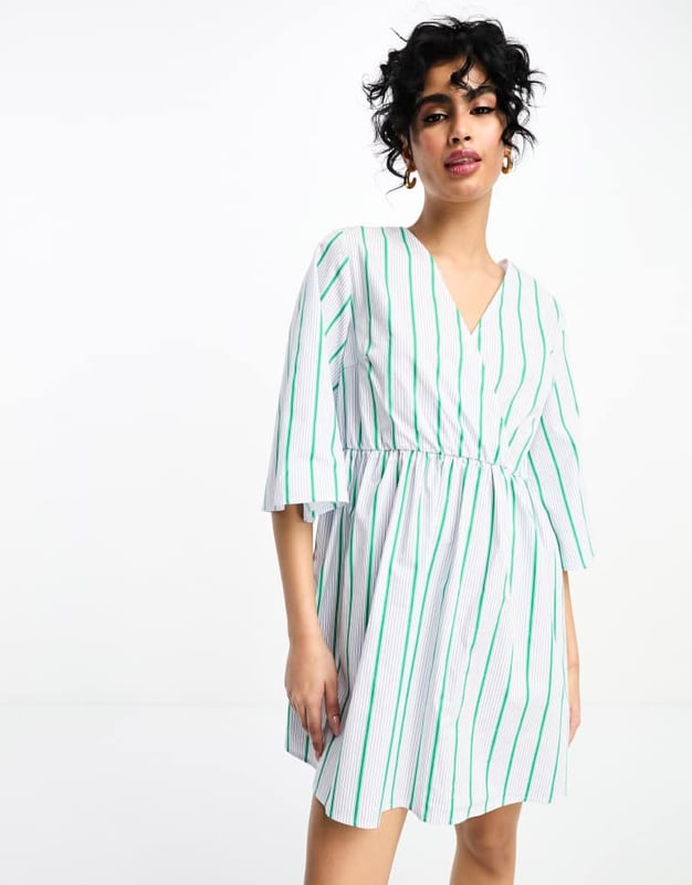 Dresses by Y.A.S Daytime chic Stripe design Wrap front Three-quarter-length sleeves Regular fitSold By: Asos
