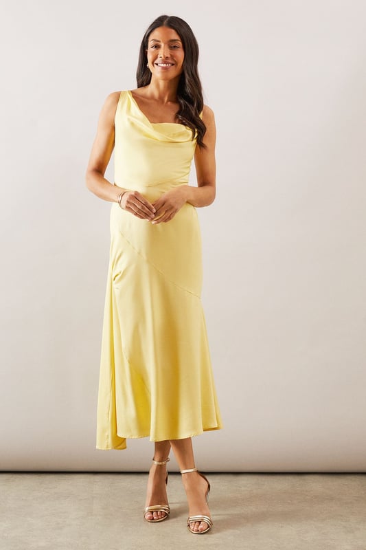 princess polly baby blue dress Buy Boohoo Basic Slinky Asymmetric Midaxi Dress In Black main image 0