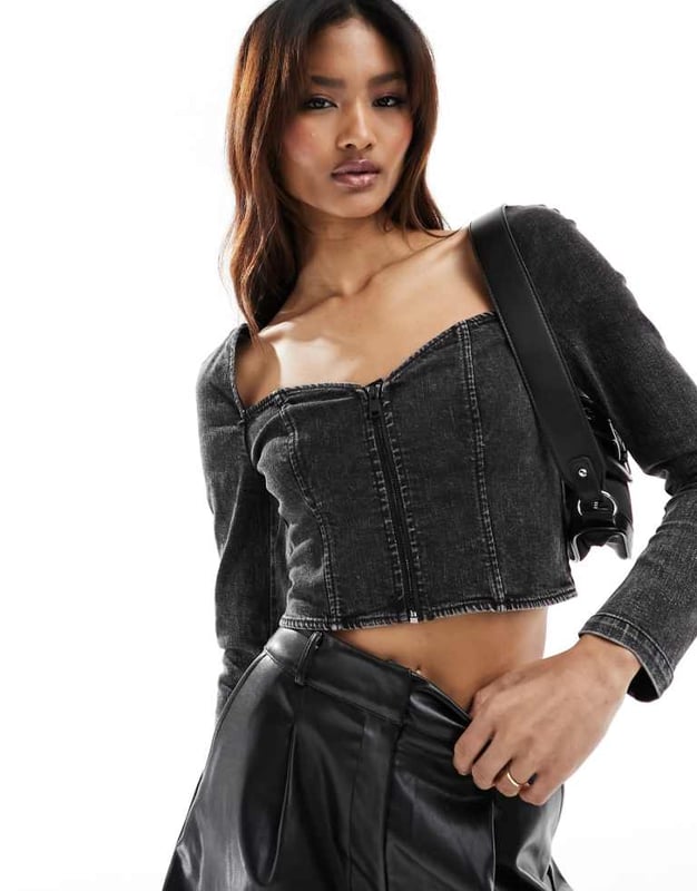 Tops by Miss Sixty Compliments: incoming Sweetheart neck Long sleeves Zip-front fastening Regular fitSold By: Asos