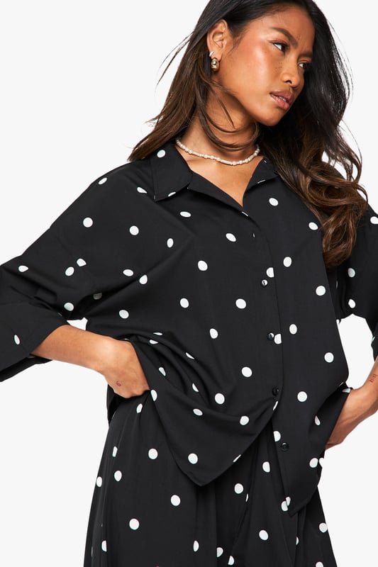 Polka Oversized Shirt Co-ord
