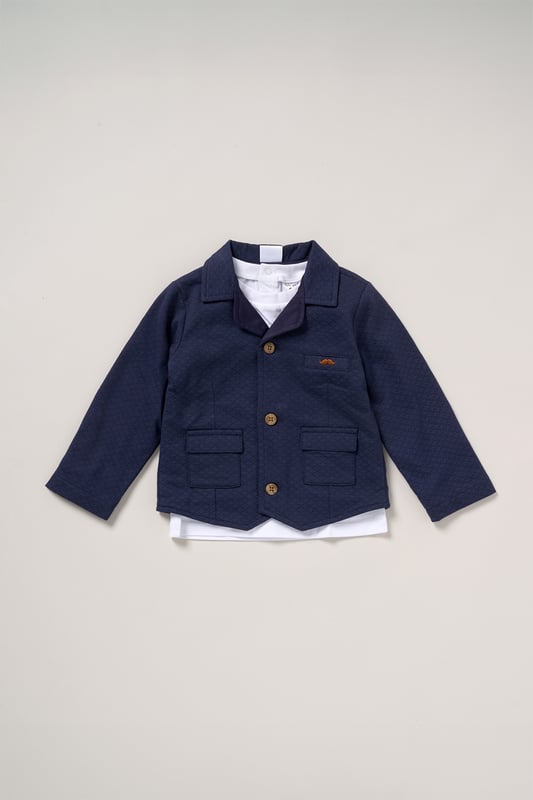Dress your little one in style with this smart yet comfortable set from Little Gent! Featuring a button-up suit jacket, T-shirt, and matching shorts, this outfit is perfect for special occasions or casual outings. It ensures your little one looks sharp and feels relaxed all day long!