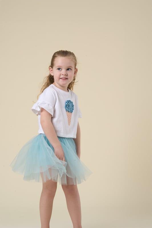 This cute set by Miss features a printed T-shirt with playful ruffle sleeves and a matching floaty skirt. Designed for twirling, exploring, and everything in between, it’s the perfect outfit for carefree days and fun-filled adventures.