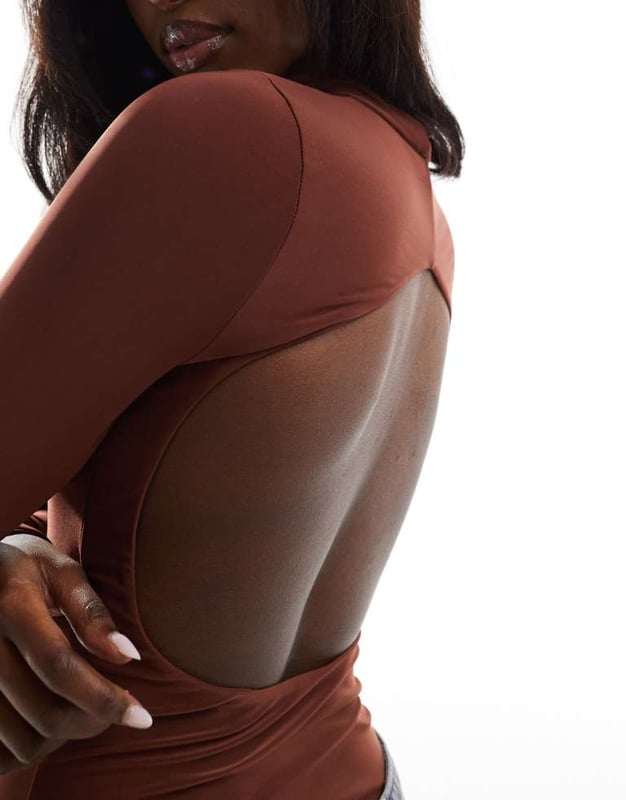 Tops by ASOS DESIGN A silhouette serve High neck Long sleeves Open back Thong cut Bodycon fitSold By: Asos
