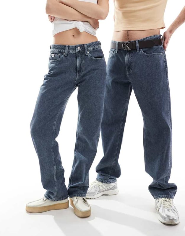 Calvin Klein Jeans 90s straight jeans in grey wash - ASOS Exclusive Jeans by Calvin Klein Jeans Straight fit Belt loops Five pockets Branded patch to reverse Unisex styleSold By: Asos