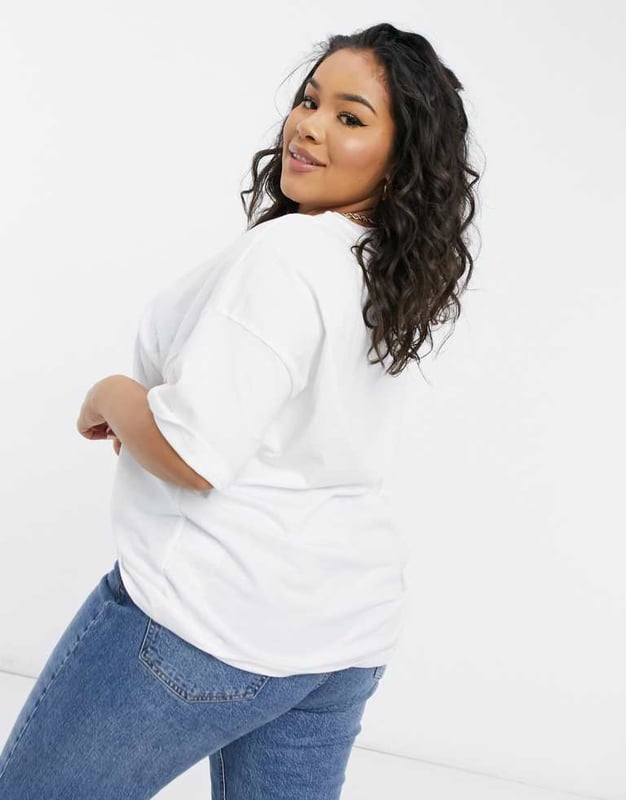 Plus-size top by ASOS Curve Plain design Crew neck Drop shoulders Oversized fitSold By: Asos