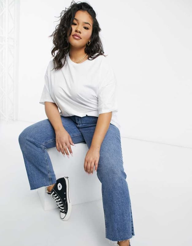 Plus-size top by ASOS Curve Plain design Crew neck Drop shoulders Oversized fitSold By: Asos
