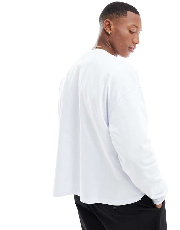 ASOS DESIGN heavyweight oversized boxy long sleeve t-shirt 240gsm in white - WHITE T-Shirts & Vests by ASOS DESIGN Take it back to basics Plain design Crew neck Drop shoulders Oversized fitSold By: Asos