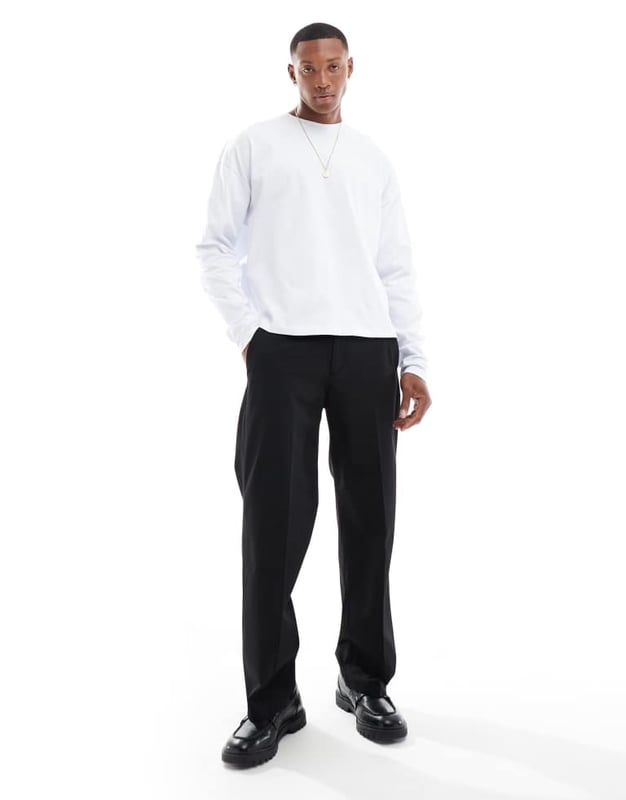 ASOS DESIGN heavyweight oversized boxy long sleeve t-shirt 240gsm in white - WHITE T-Shirts & Vests by ASOS DESIGN Take it back to basics Plain design Crew neck Drop shoulders Oversized fitSold By: Asos