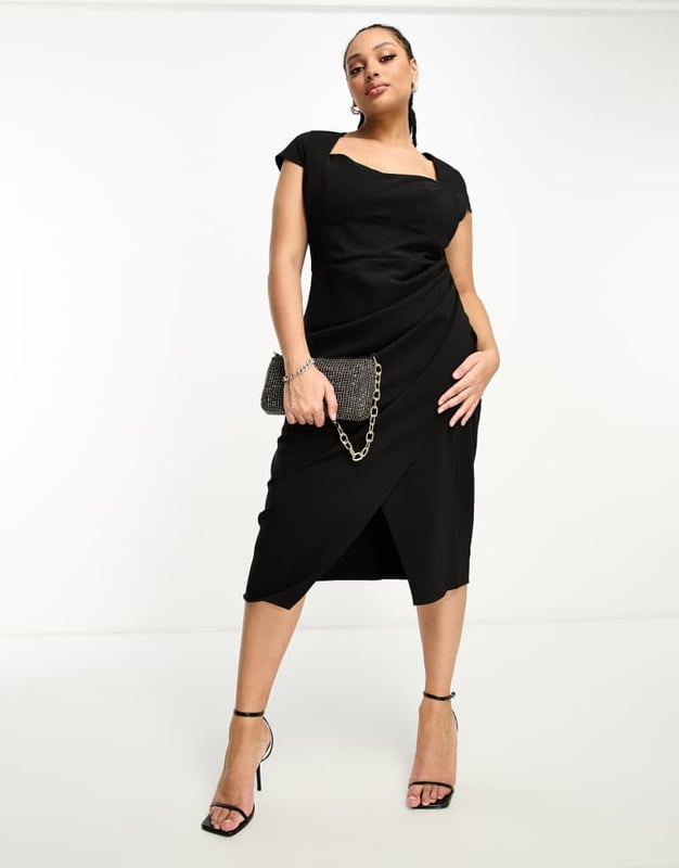 Dresses by ASOS Curve All other dresses can go home Sweetheart neck Cap sleeves Zip-back fastening Slim fitSold By: Asos