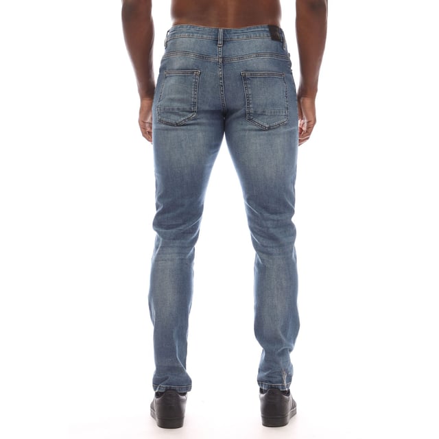 Mens Bench Duddley Slim Jeans in blue.- Zip fly and button fastening.- 5 pocket design.- Stylish rips and distressed detailing.- Stretch fabric.- Slim fit.- 98% Cotton  2% Elastane.- Ref: BN2B122965B