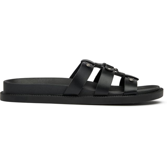 Zwarte Solesister sandalen voor dames met honingkleurig voetbed, gemaakt van synthetisch materiaal en een synthetische zool. Uitgerust met een ronde neus en een synthetische voering en binnenzool.